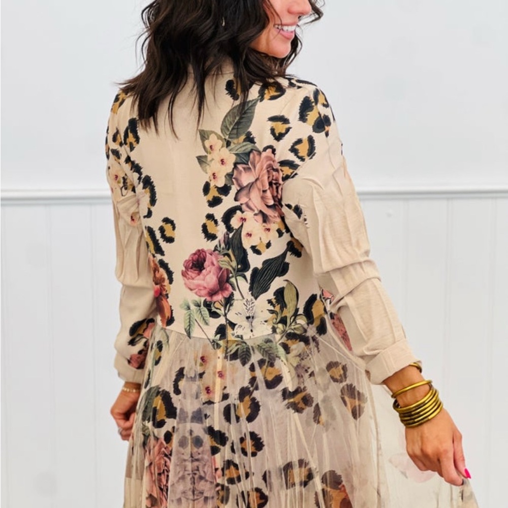 Origami brand floral animal print with long TULLE skirt GORGEOUS western boho - Picture 7 of 8